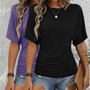 Lot of 2 Tops. Black and Purple tee. NEW